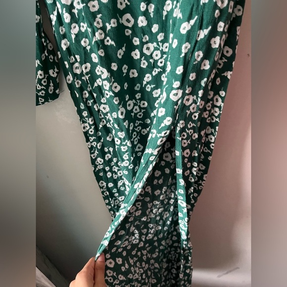 Park & Fifth 100% Rayon Green Floral Long Sleeve Slit Leg Dress - XS - Picture 7 of 8